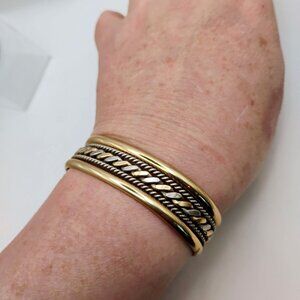 Vintage Navajo Tahe Sterling Silver 1/20 12K G.F. Braided Cuff Bracelet